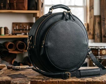Volnerf leren bekkentas | Professionele drumkoffer met rugzakriemen | Cadeau voor vader drummer