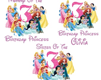 3rd Birthday Princess PNG, Belle, Sleeping Beauty (Digital Download)