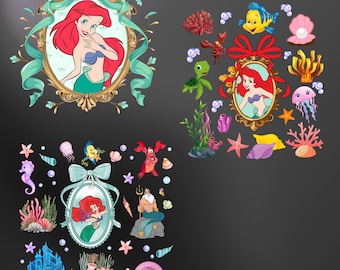 Little Mermaid Clipart Bundle, Ariel PNG, Birthday Cake Topper (Digital Download)
