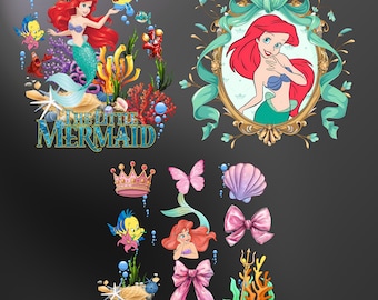 Paquete de imágenes prediseñadas de La Sirenita, Ariel PNG, Fiesta de cumpleaños (Descarga digital)