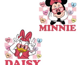 Minnie and Daisy Valentines PNG Bundle, Besties, Cricut (Digital Download)