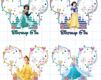 Birthday Girl Princess Bundle PNG, Birthday Girl Png, Family Trip Png, Family Matching Birthday Png, Magical Kingdom, Disney Princess Bundle