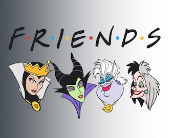Villains Friends PNG, Retro Halloween Witch Design (Digital Download)