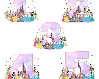 Princess Birthday PNG Bundle, Cake Topper (Digital Download)