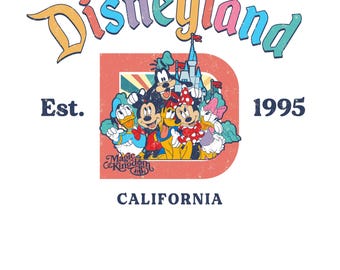 Retro Disneyland California, Mickey and Friends PNG (Digital File)