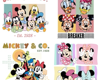 Retro Mickey and Friends Checkered PNG Bundle (Digital Download)