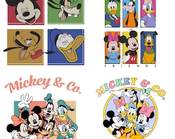 Paquete de imágenes PNG de Mickey y sus amigos estilo retro, Vacaciones en familia (Archivo digital)