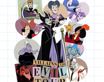 Disney Villains Evil Tour PNG Clipart, Sublimation Design (Digital Download)