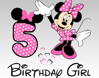 Minnie 5° Compleanno Bambina PNG, Pacchetto Famiglia (Download Digitale)