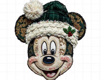 Yarn Christmas Mouse PNG, Trendy Cartoon Design (Digital Download)