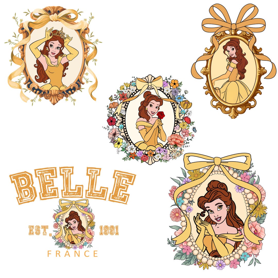 Belle Princess Clipart Bundle, Beauty and the Beast PNG (digital ...