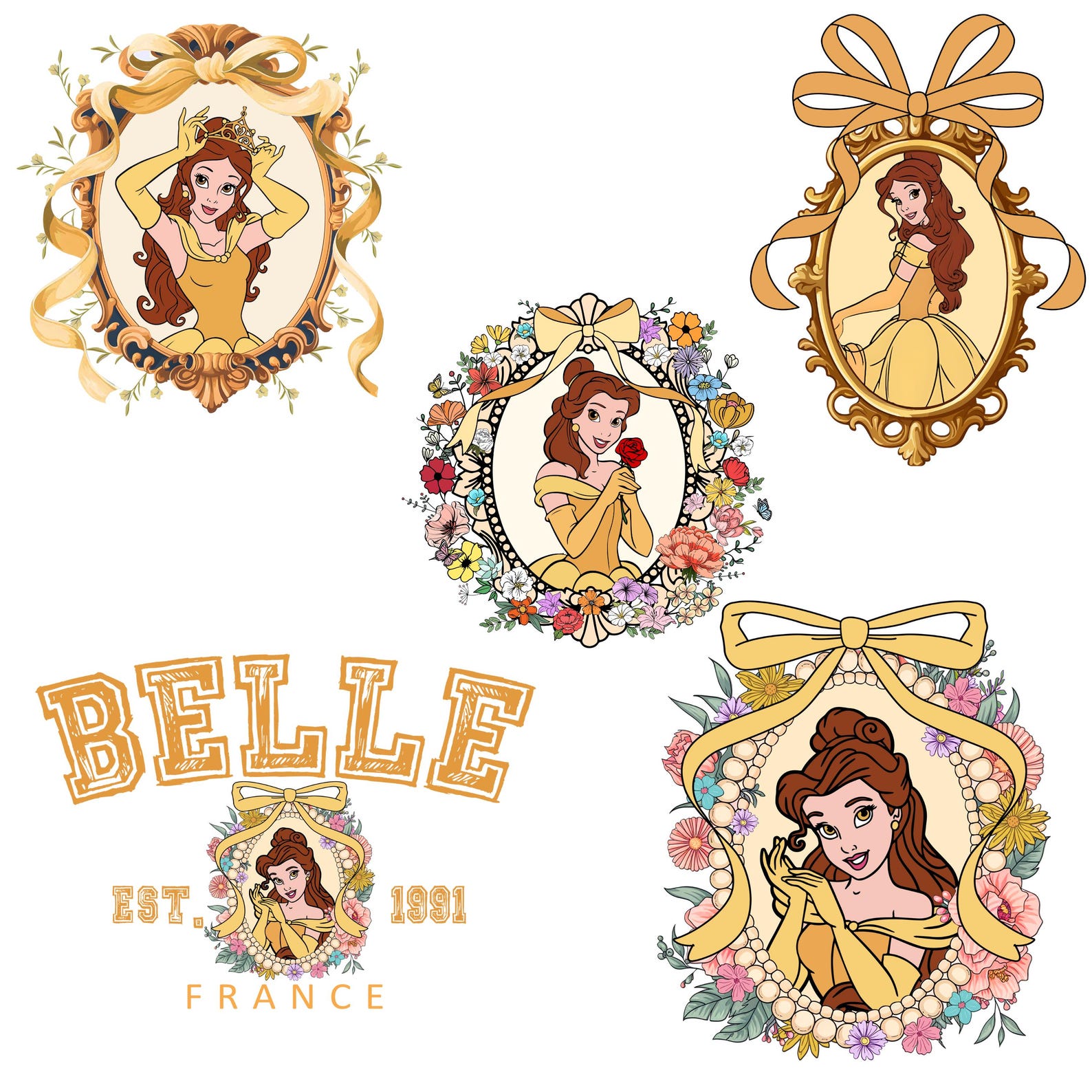 Belle Princess Clipart Bundle, Beauty and the Beast PNG (digital ...