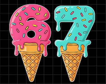 Ice Cream 67 Meme PNG, Gen Z Design (Digital Download)