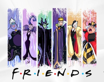 Villains Friends PNG, Retro Halloween Witch Design (Digital Download)