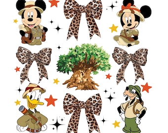 Mouse Family Trip, Leopard Bows Animal Kingdom PNG (Digital Download)