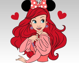Ariel Valentine PNG, Cartoon Princess (Digital Download)