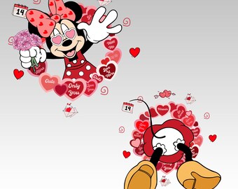 Minnie Maus Valentine PNG, Herzen Design (digitaler Download)
