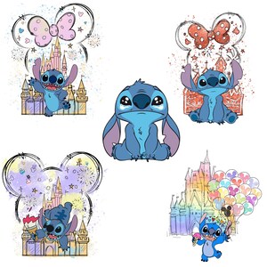 Stitch Family Trip PNG Bundle, Watercolor Castle (Digital Download)