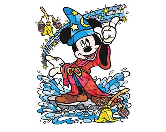 Mickey Sorcerer Apprentice PNG • Disney Fantasia Clipart • Magic Wizard Sublimation • Instant Download