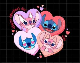 Stitch and Angel Love png-bundel, Valentijnsdag (digitale download)