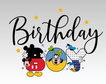 Mickey y sus amigos - Cumpleaños - PNG - Viaje familiar a Disneyland (Descarga digital)