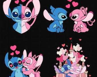 Stitch and Angel Love png-bundel, Valentijnsdag (digitale download)