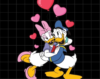 Paperino Paperina San Valentino PNG, file di taglio romantici per Cricut Silhouette Png, fai da te - biglietti, Paperino e Paperina innamorati Png