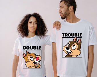 Camiseta de Chip y Dale "Doble Problema", Regalo para Mejores Amigos (PNG para Sublimación)