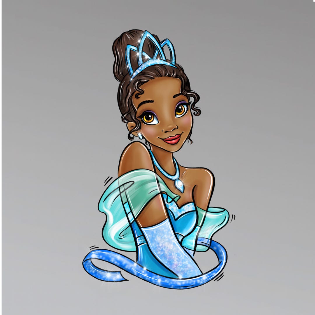 Blue Princess PNG • Cute Disney Style Clipart • Sparkle Tiara Birthday ...