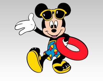 Disney Mickey Summer Vacation PNG • Beach Sunglasses Swim Ring Clipart • Sublimation • Instant Download