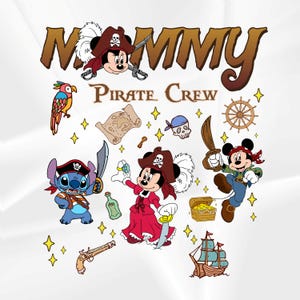 Family Shirt Png, Pirate Crew Mommy and Kids PNG, Disney Pirate Family Shirt Design, Minnie Mickey Stitch Pirate Png, Pirate Matching