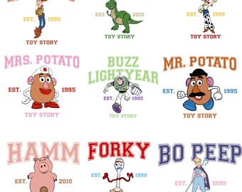 Floral Toy Story PNG Bundle, Family Trip, Watercolor Clipart (Digital Download)