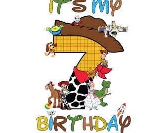 Imagen PNG personalizada del séptimo cumpleaños de Toy Story, descarga digital