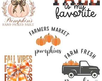 Fall Pumpkin PNG Bundle, Christian Autumn Designs (Digital Download)