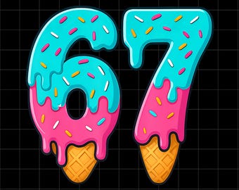 Six Seven 67 Ice Cream Meme PNG, Gen Z Design (Digital Download)