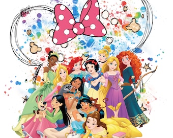 Watercolor Princesses PNG, Castle Family Vacation Design (Digital Download)