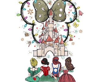 Castillo de princesa navideña PNG – Imágenes prediseñadas de magia navideña de Disney para sublimación y manualidades