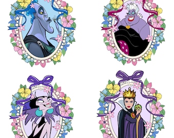 Paquete de imágenes PNG de princesa villana de dibujos animados con lazo, coqueta acuarela (descarga digital)