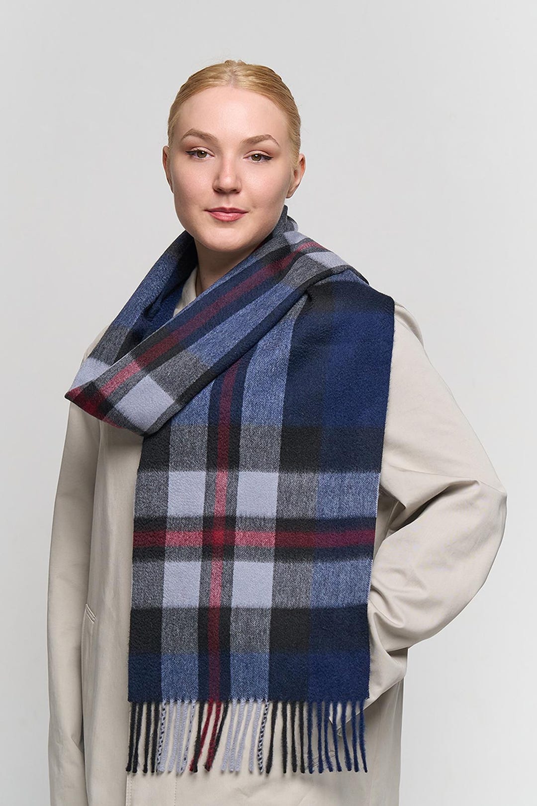 Pure Thomson Navy Blue Scarf for Women and Men Soft Lambswool Scarf — free download