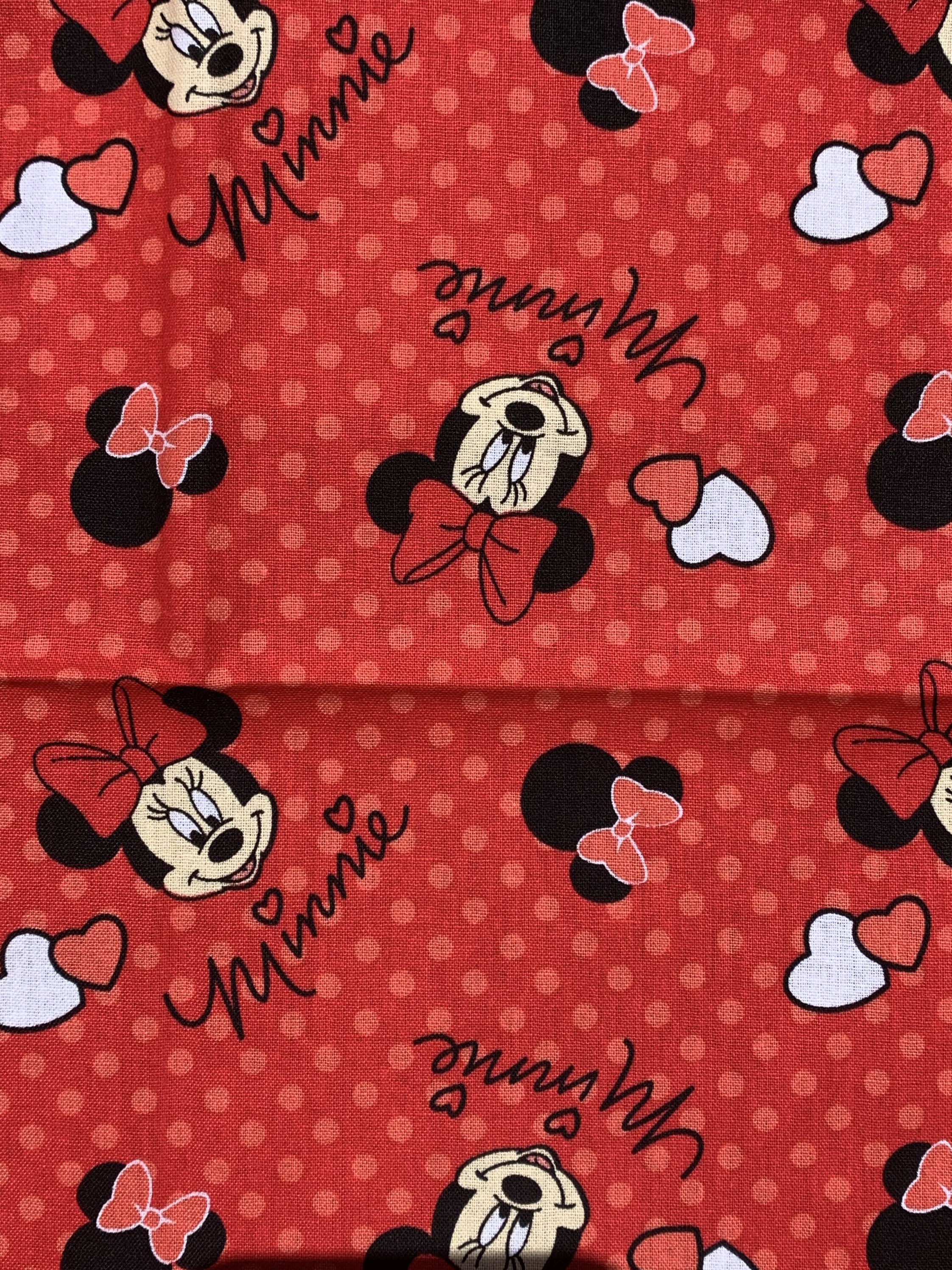 100% Cotton Quilting and Crafts Polka Dots Minnie Mouse Fabric 100% Cotton Quilting and Crafts Polka Dots Minnie Mouse Fabric