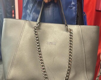Y2K Silver Guess Leather Handbag