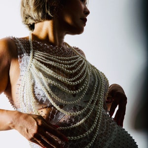 Faux Pearl Body Jewellery Halter Top