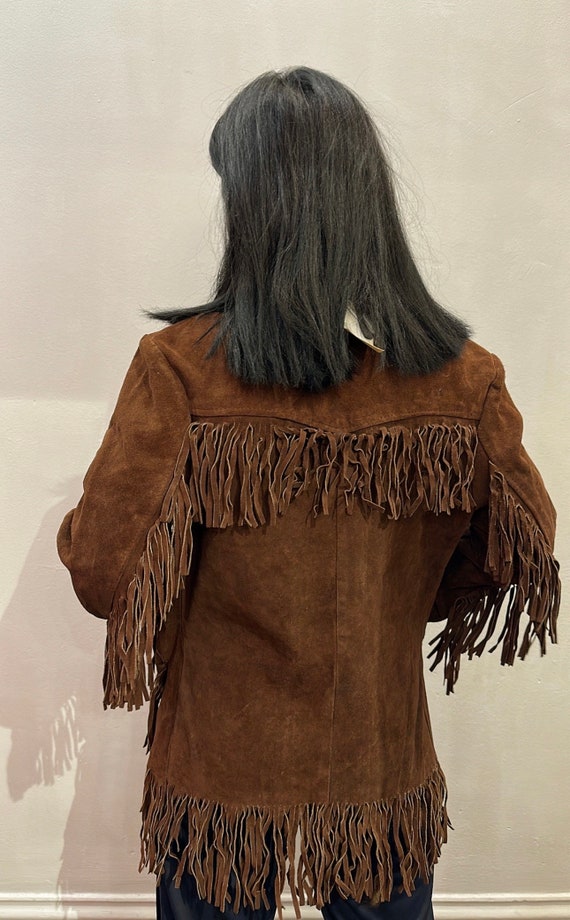 70s Chocolate Suede Fringe Jacket - image 3