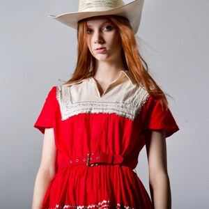 1950s Red Shirtwaist Dress image 10