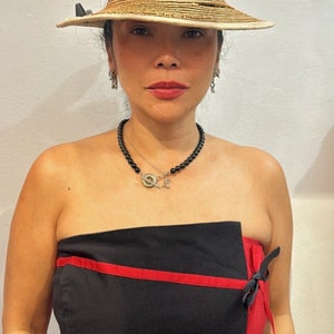 40s Floral Ribbon Straw Hat