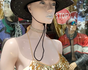 Dragon scale sequin chain bra
