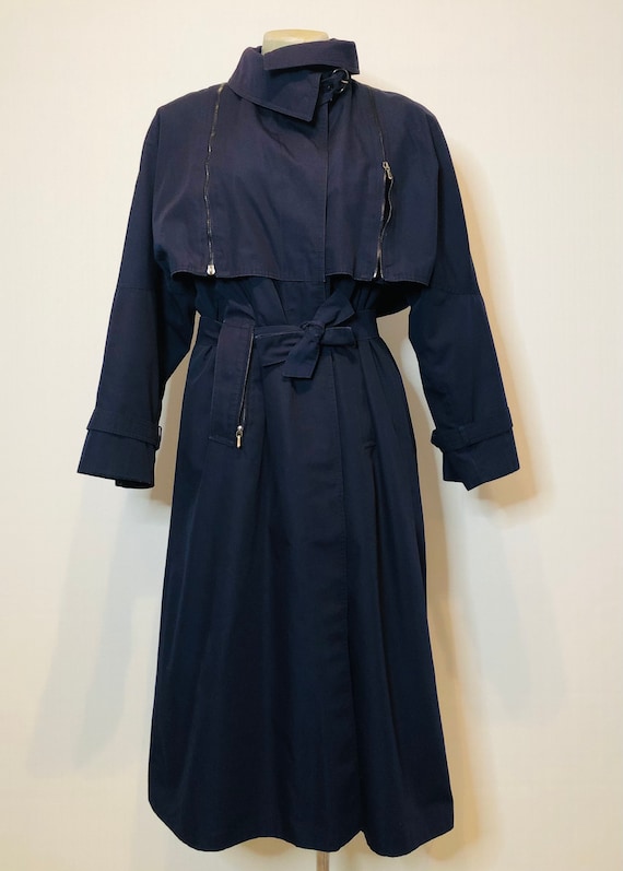 Vintage navy blue classic trench coat