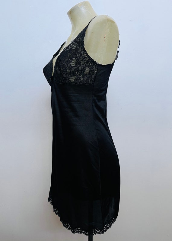 1930s Short Slip Lace-Trimmed Black Chemise - image 6