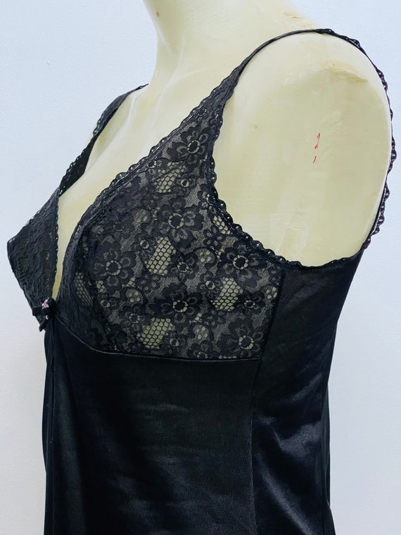 1930s Short Slip Lace-Trimmed Black Chemise - image 4