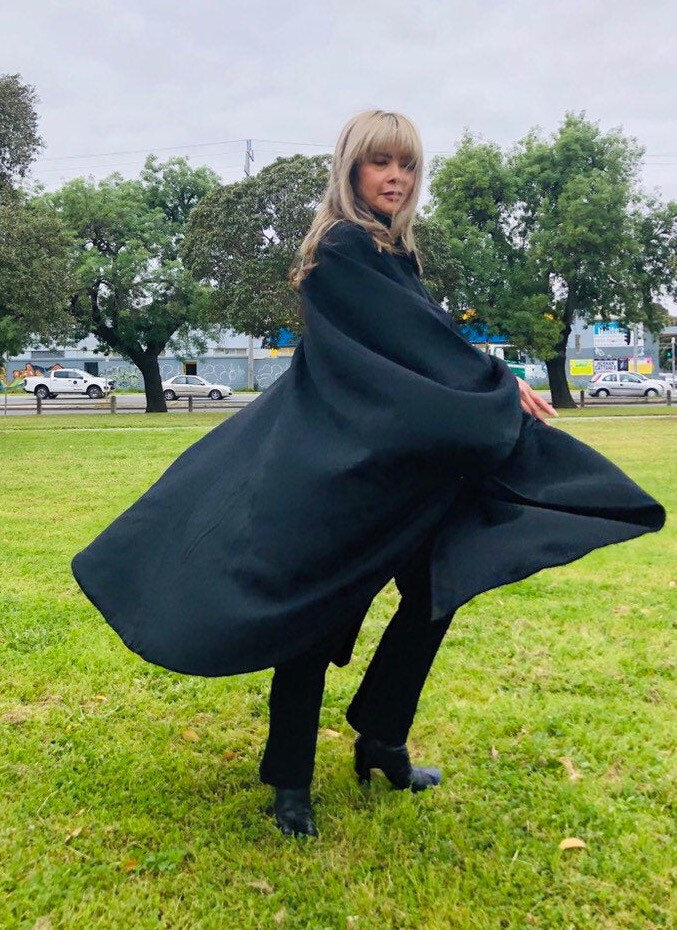 Black Fringe Scarf Wool Cape - Etsy